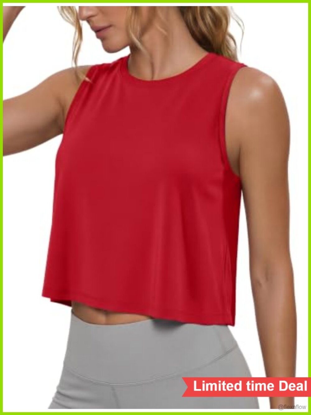 Womens Cropped Tank Top Rayon Spandex Loose Fit Workout Yoga Gym Athletic